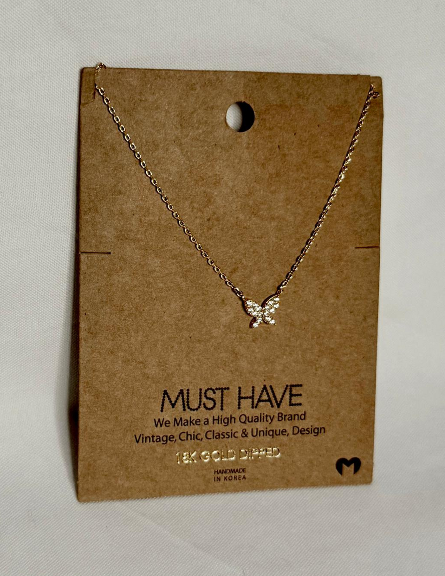 Mini Butterfly Charm Gold Necklace