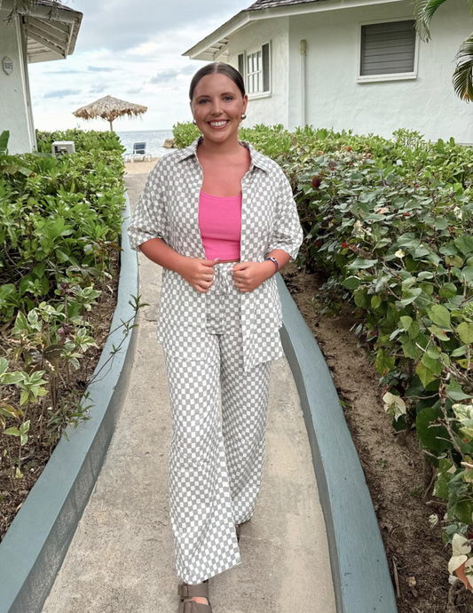 Cali Checkered Collared Button Up Top