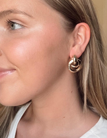 Double Metallic Hoop Gold Earrings